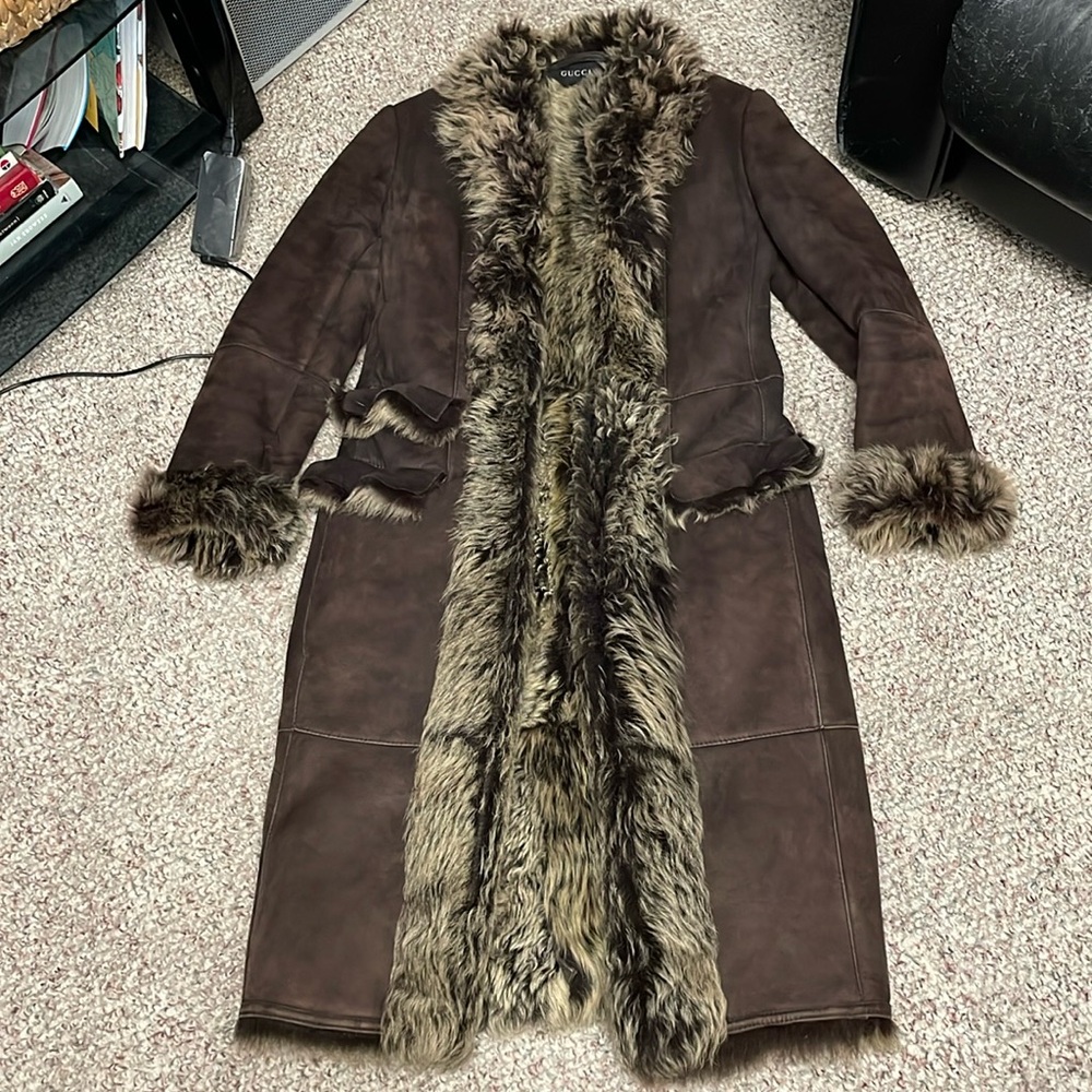 GUCCI shearling long leather coat - 100% authentic